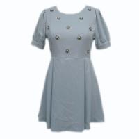 Ladies Woven Dress with pearl stud